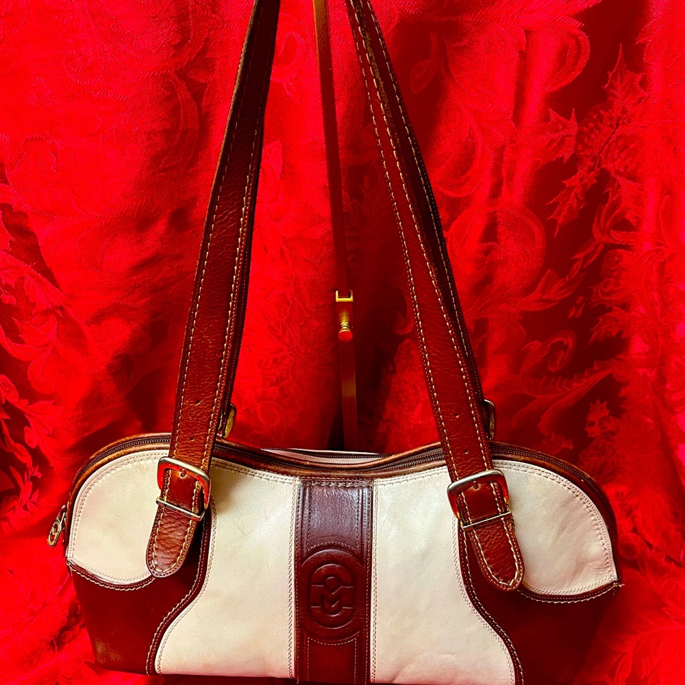 Vintage Marino Orlandi Brown and Cream Shoulder Bag
